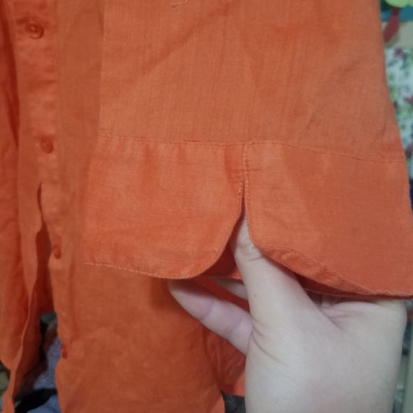 Chico's lightweight orange button down - Picture 2 of 6